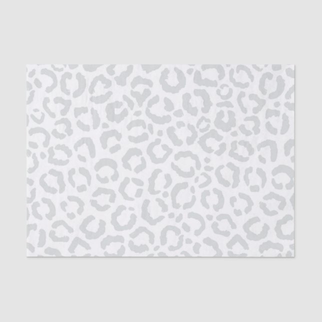 Elegant White Grey Leopard Cheetah Animal Print Tissue Paper (Front)