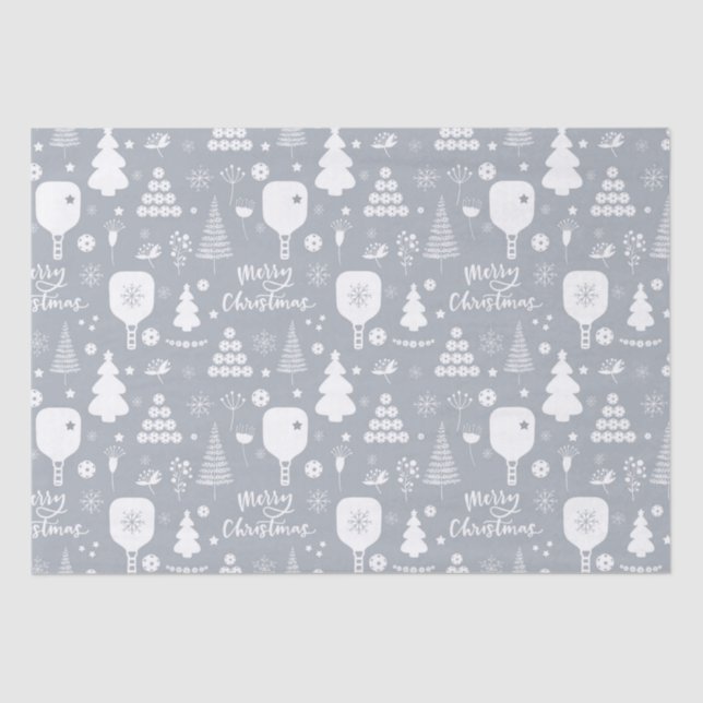 Elegant white & grey Merry Christmas  Tissue Paper (Front)