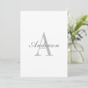 Elegant White & Grey Monogram Invitation