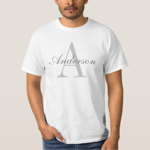 Elegant White & Grey Monogram T-Shirt