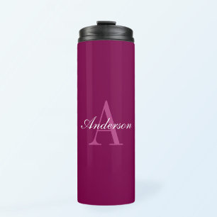 Elegant White & Grey Monogram Thermal Tumbler