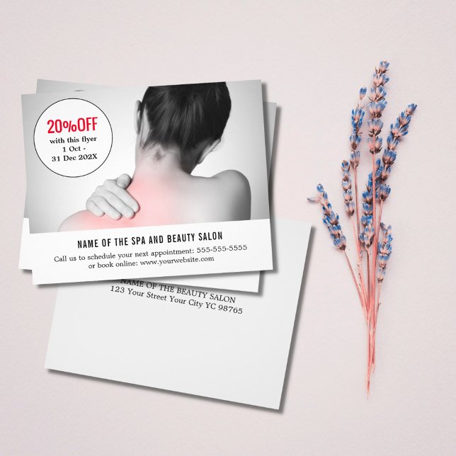 Elegant White Grey Photo Massage Therapist Flyer (Creator Uploaded)