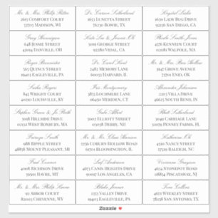 Elegant White Grey Script 24 Wedding Guest Address