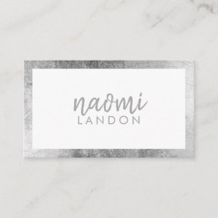 Elegant white grey silver modern square minimalist business card