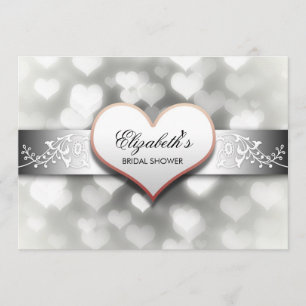 elegant white hearts bridal shower invitation