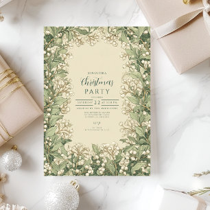 Elegant White Holly Christmas Invitation