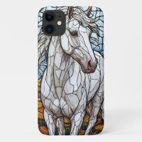 Elegant White Horse Artistic Glass Style