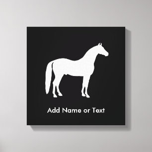 Elegant White Horse Customisable Text Canvas Print