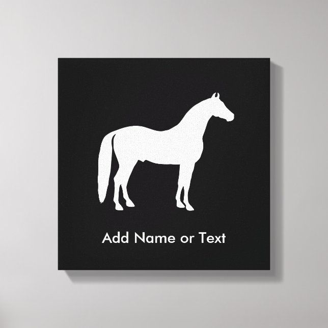 Elegant White Horse Customisable Text Canvas Print (Front)