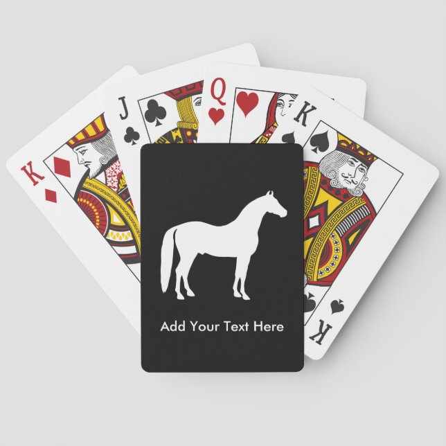 Elegant White Horse Customisable Text Playing Cards (Back)