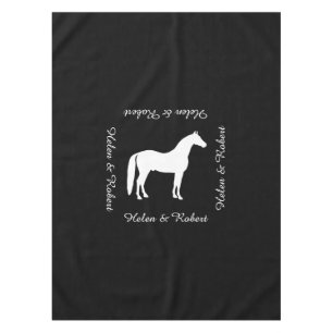 Elegant White Horse Customisable Text Tablecloth