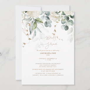 Elegant White Hydrangea Botanical Bridal Shower Invitation
