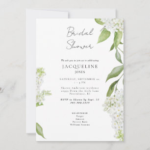 Elegant White Hydrangea  Bridal Shower  Invitation