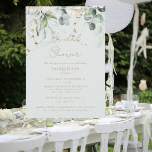 Elegant White Hydrangea Sage Bridal Shower Invitation