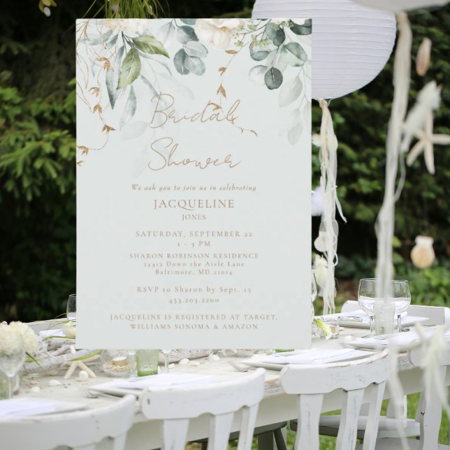 Elegant White Hydrangea Sage Bridal Shower Invitation (Creator Uploaded)