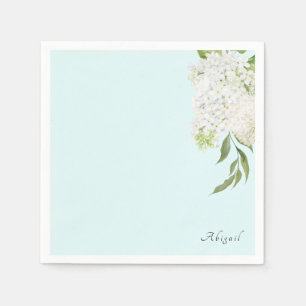 Elegant White Hydrangea Seafoam Bridal Shower Napkin