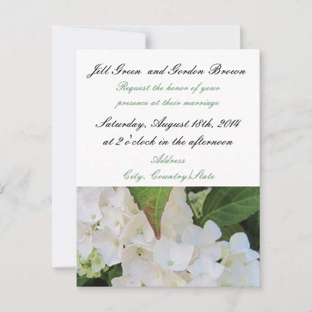 Elegant White Hydrangea Wedding Invitation (Front)