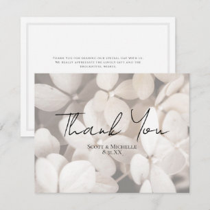 Elegant White Hydrangea Wedding Thank You Card