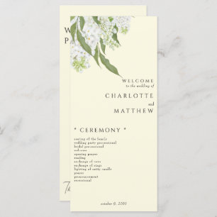 Elegant White Hydrangea Yellow Wedding Program Menu