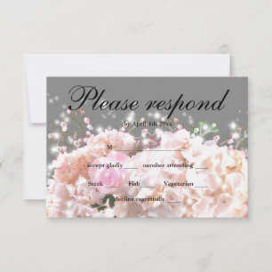 Elegant white hydrangeas pink roses RSVP Card