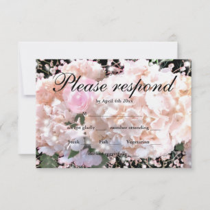 Elegant white hydrangeas pink roses RSVP Card