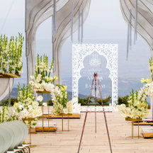 Elegant White Islamic Arch Couples Wedding