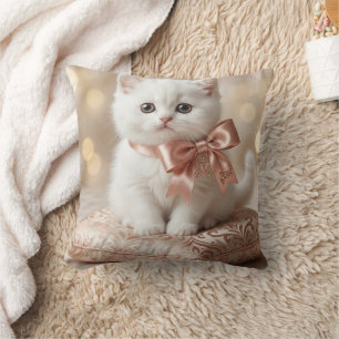 Elegant White Kitten Boutique Cushion