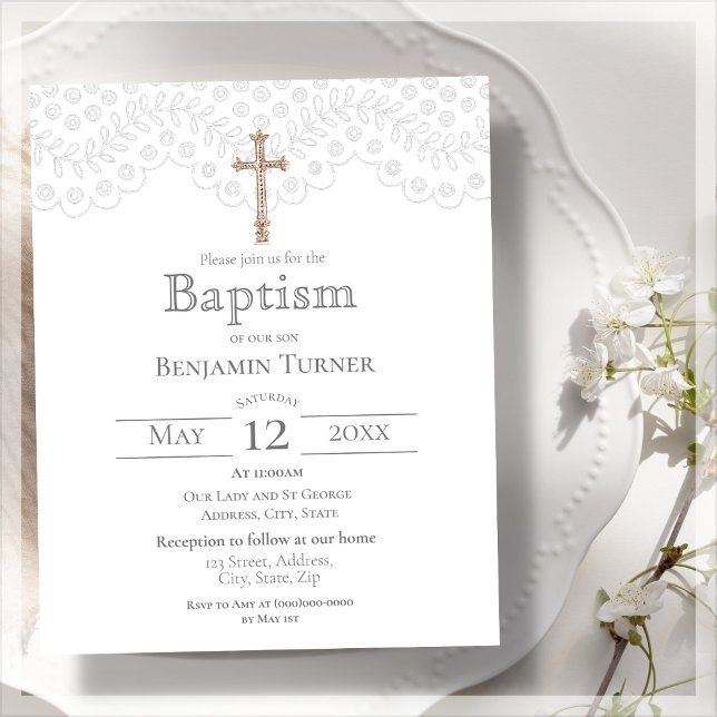 Elegant White Lace | Baptism Invitation (Creator Uploaded)