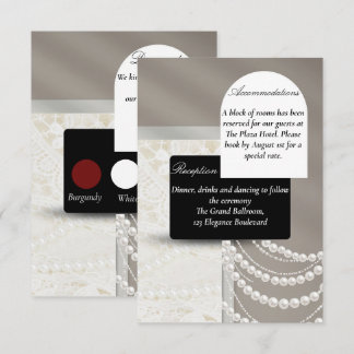 Elegant White Lace Black Wedding Dress Code Detail Enclosure Card