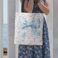 Elegant White lace blue bow