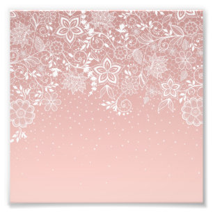 Elegant white lace floral and confetti design photo print