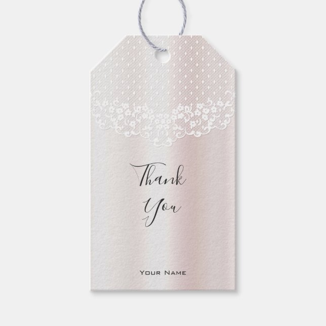 Elegant White Lace Floral Gift Tag (Front)
