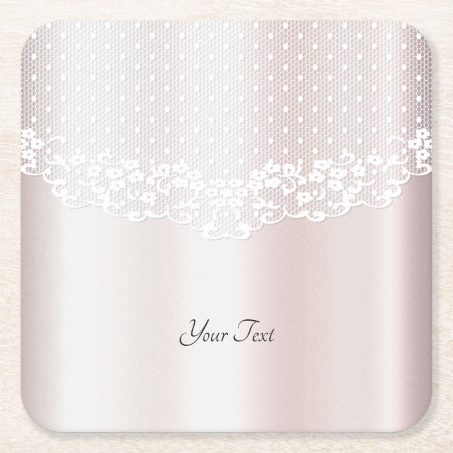 Elegant White Lace Floral Paper Coaster (Front)