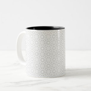 Elegant White Lace Floral Pattern Two-Tone Coffee Mug
