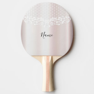 Elegant White Lace Floral Ping Pong Paddle