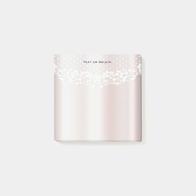 Elegant White Lace Floral Post it Notes (Front)