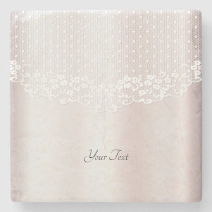 Elegant White Lace Floral Stone Coaster