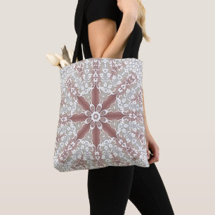 Elegant White Lace Floral Tote Bag