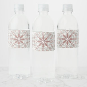 Elegant White Lace Floral Water Bottle Label