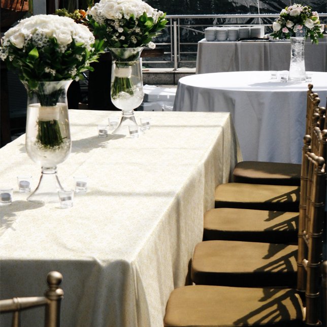 Elegant White Lace Formal Deep Gold Tone Tablecloth (Creator Uploaded)