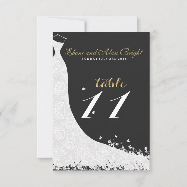 Elegant White Lace Wedding Dress Table 11 Invitation (Front)