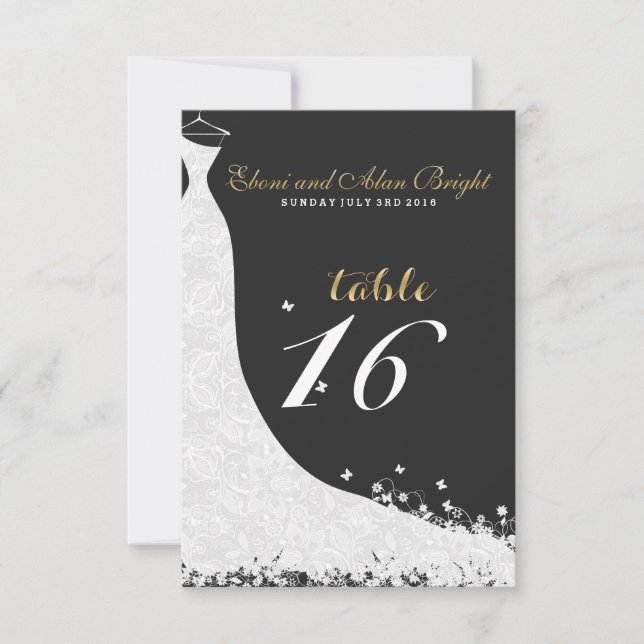 Elegant White Lace Wedding Dress Table 16 Invitation (Front)