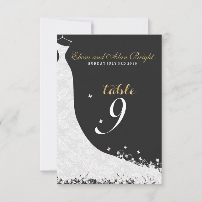 Elegant White Lace Wedding Dress Table 9 Invitation (Front)