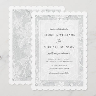 Elegant White Lace Wedding Invitation
