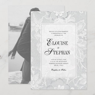 Elegant White Lace Wedding Invitation