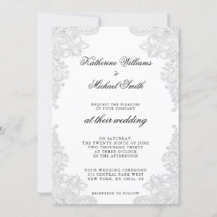Elegant White Lace Wedding Invitations