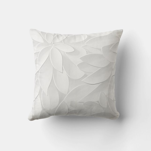 Elegant White Leaf Cushion (Back)
