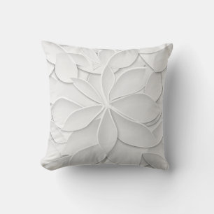 Elegant White Leaf Cushion