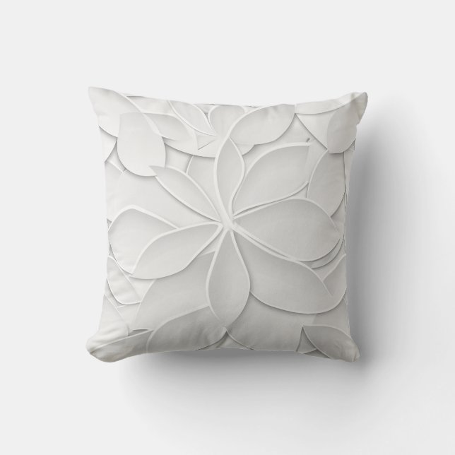 Elegant White Leaf Cushion (Front)