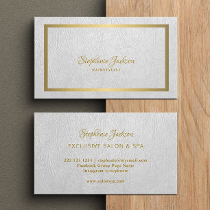 Elegant white leather gold frame professional business card